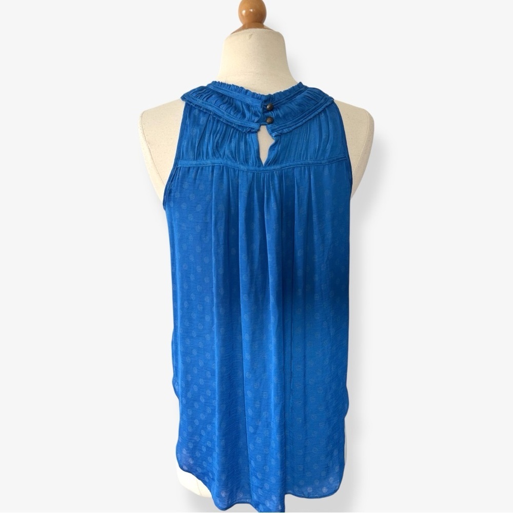 Anthropologie Maeve Blue Clovis Pleated Top Sleeveless Blouse - Picture 3 of 9